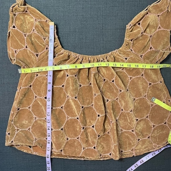 Brown Slit tie Sleeve Square Neck Stitching Top boho Western Pullover Top - Picture 13 of 13